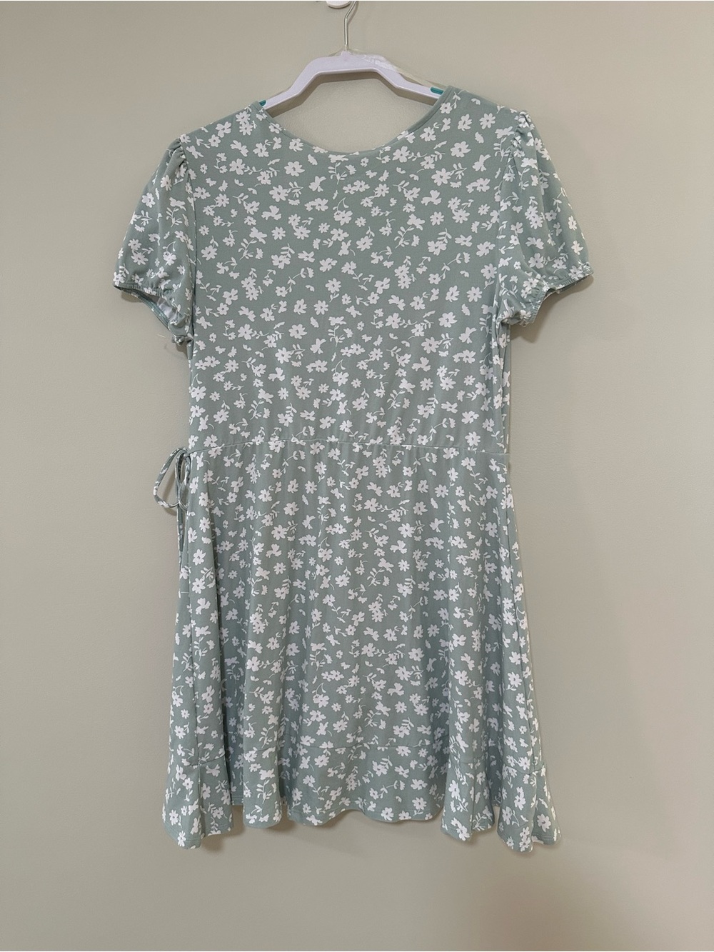 No Boundaries Sage Green Floral Wrap Mini Dress - Picture 7 of 7
